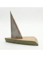 Χειροποίητο Ξύλινο Διακοσμητικό Καράβι σε Πράσινο Χρώμα σε Φυσικό Ξύλο οξιά  