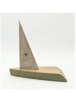 Χειροποίητο Ξύλινο Διακοσμητικό Καράβι σε Πράσινο Χρώμα σε Φυσικό Ξύλο οξιά  