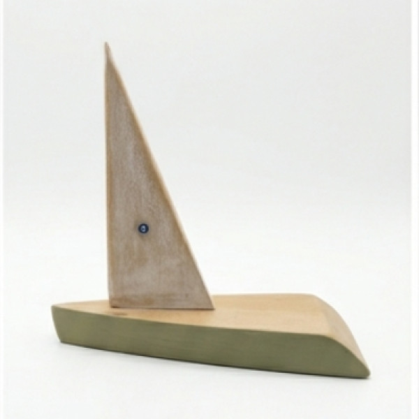 Χειροποίητο Ξύλινο Διακοσμητικό Καράβι σε Πράσινο Χρώμα σε Φυσικό Ξύλο οξιά  