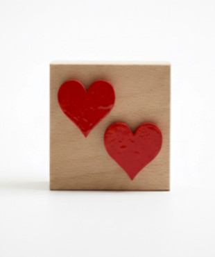 Διπλή Καρδιά από Φυσικό Ξύλο