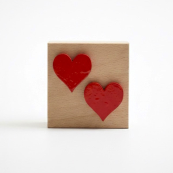 Διπλή Καρδιά από Φυσικό Ξύλο