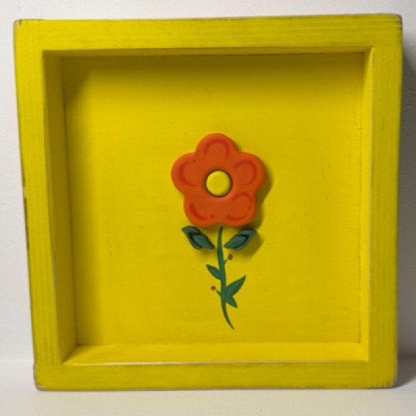 Χειροποίητο Ξύλινο Διακοσμητικό Κάδρο Τρισδιάστατο Λουλούδι