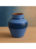 Jar Clay Light Blue Hand Painted