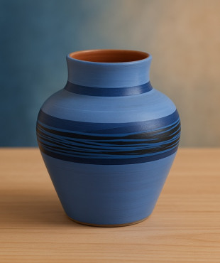 Jar Clay Light Blue Hand Painted