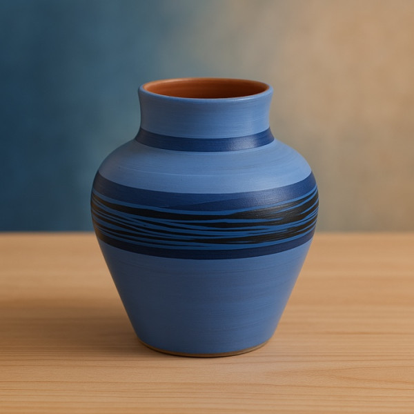 Jar Clay Light Blue Hand Painted