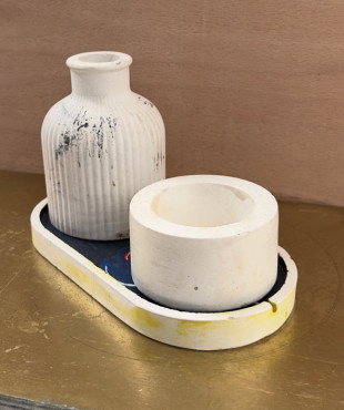 Oval Plate Stripe Jar Candle Holder Offer