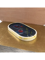 Oval Plate Stripe Jar Candle Holder Offer