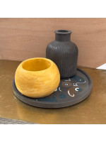 Round Thin Plate Stripe Black Jar Candle holder offer