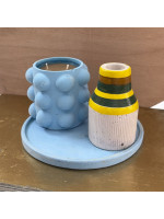 Round Blue Thin Plate Cone Jar Painted Mosquito Repellent Candle offer
