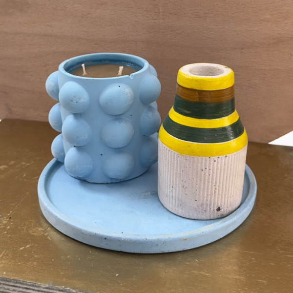 Round Blue Thin Plate Cone Jar Painted Mosquito Repellent Candle offer