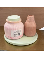 Round Blue Thin Green Plate Cone Pink Soy Wax Candle offer