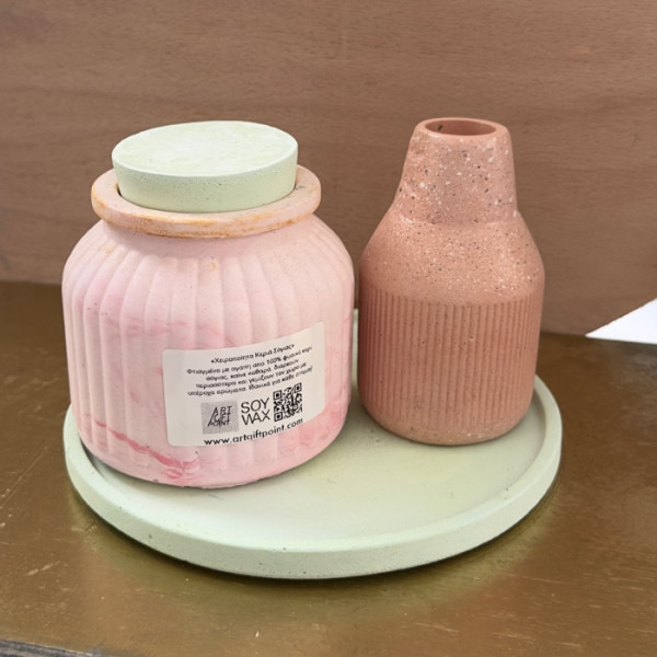 Round Blue Thin Green Plate Cone Pink Soy Wax Candle offer