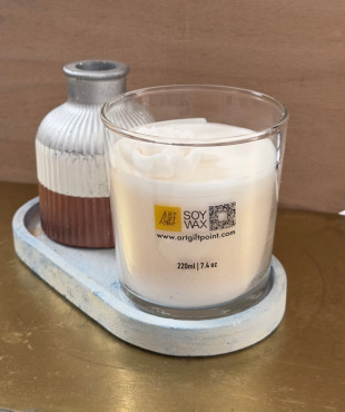 Oval Plate Stripe Painted Jar Soy Wax Offer