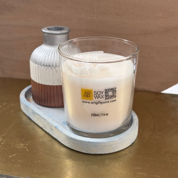 Oval Plate Stripe Painted Jar Soy Wax Offer