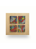 Abstract Art Shapes Painting  on Plywood 