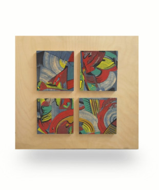 Abstract Art Shapes Painting  on Plywood 