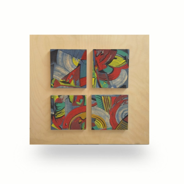 Abstract Art Shapes Painting  on Plywood 