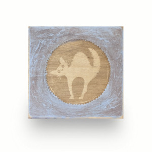 Nervous cat on Plywood 