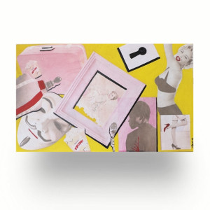 Collage mixing Pop culture on Plywood 