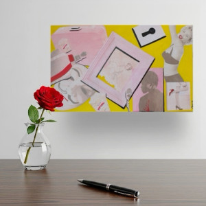 Collage mixing Pop culture on Plywood 