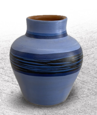 Jar Clay Light Blue Hand Painted