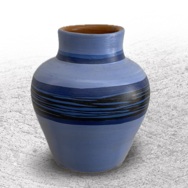Jar Clay Light Blue Hand Painted