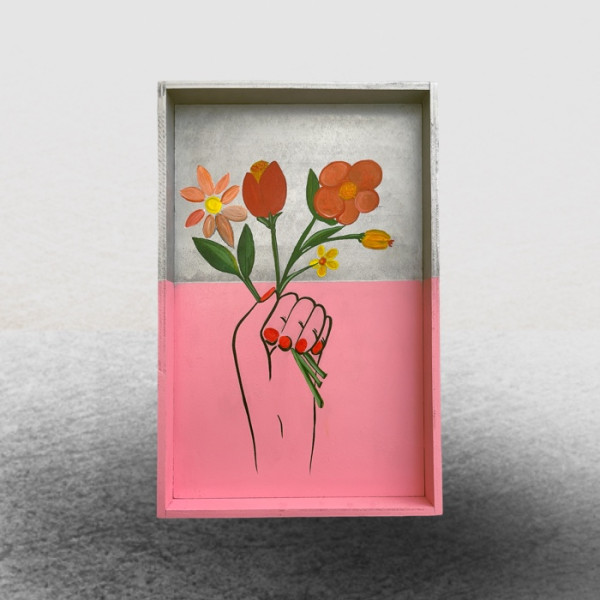 Hanging Flowers Painting  on Plywood 