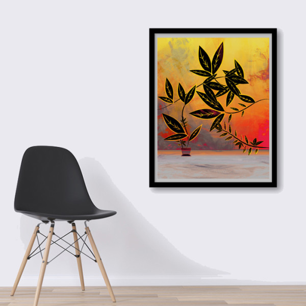 Plants Black Nature Digital Art Poster 
