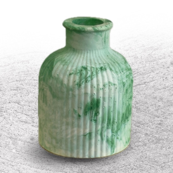 Stripe Jar  Green White Marble 