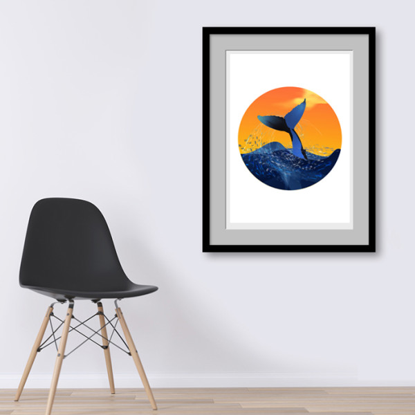Whale Digital Art Poster 